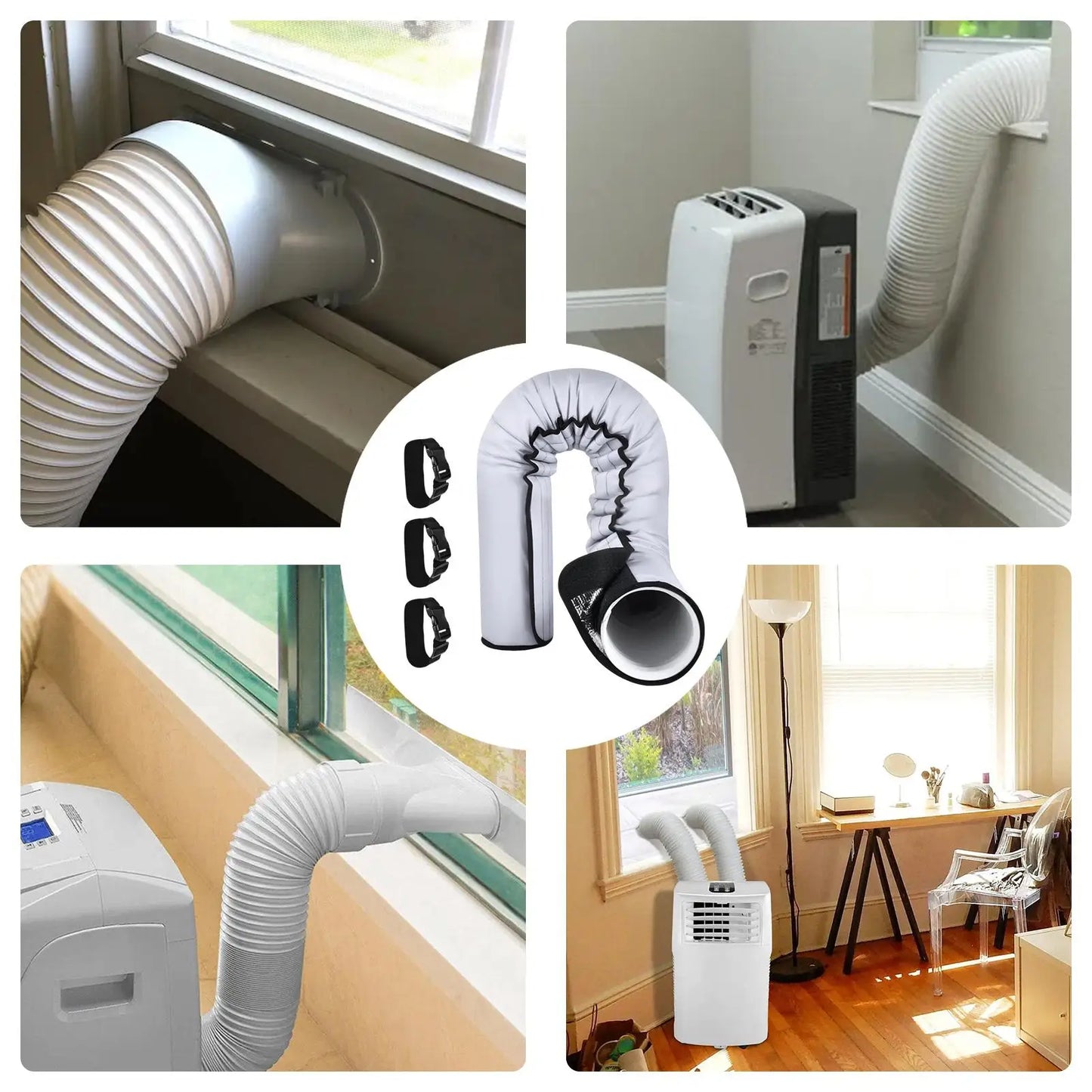 Air Conditioner Insulated Cover AC Insulated Hose Cover Wrap Portable Reusable Waterproof Sleeve Hoses Duct Vent Cover