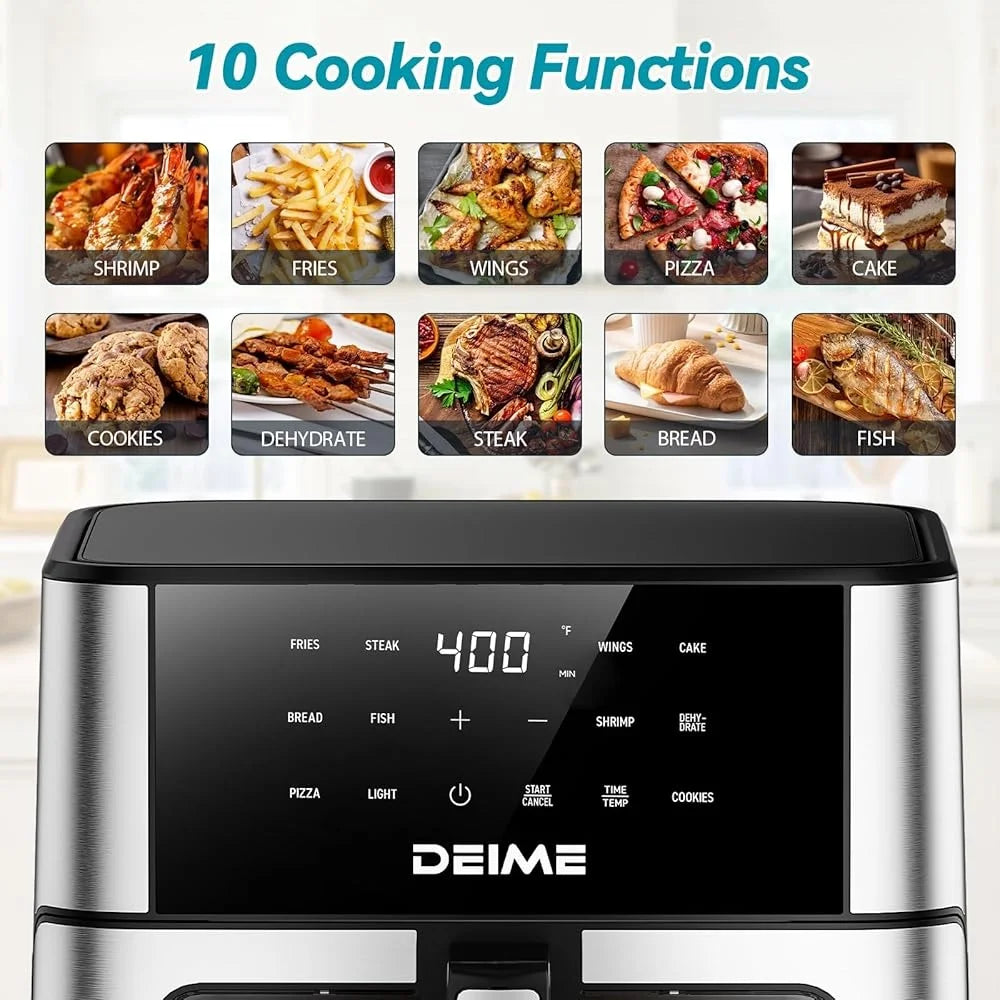10.2QT Large Air Fryer 1700W Touch Screen with 10 Cooking Presets Multifunctional Healthy Kitchen Cooker