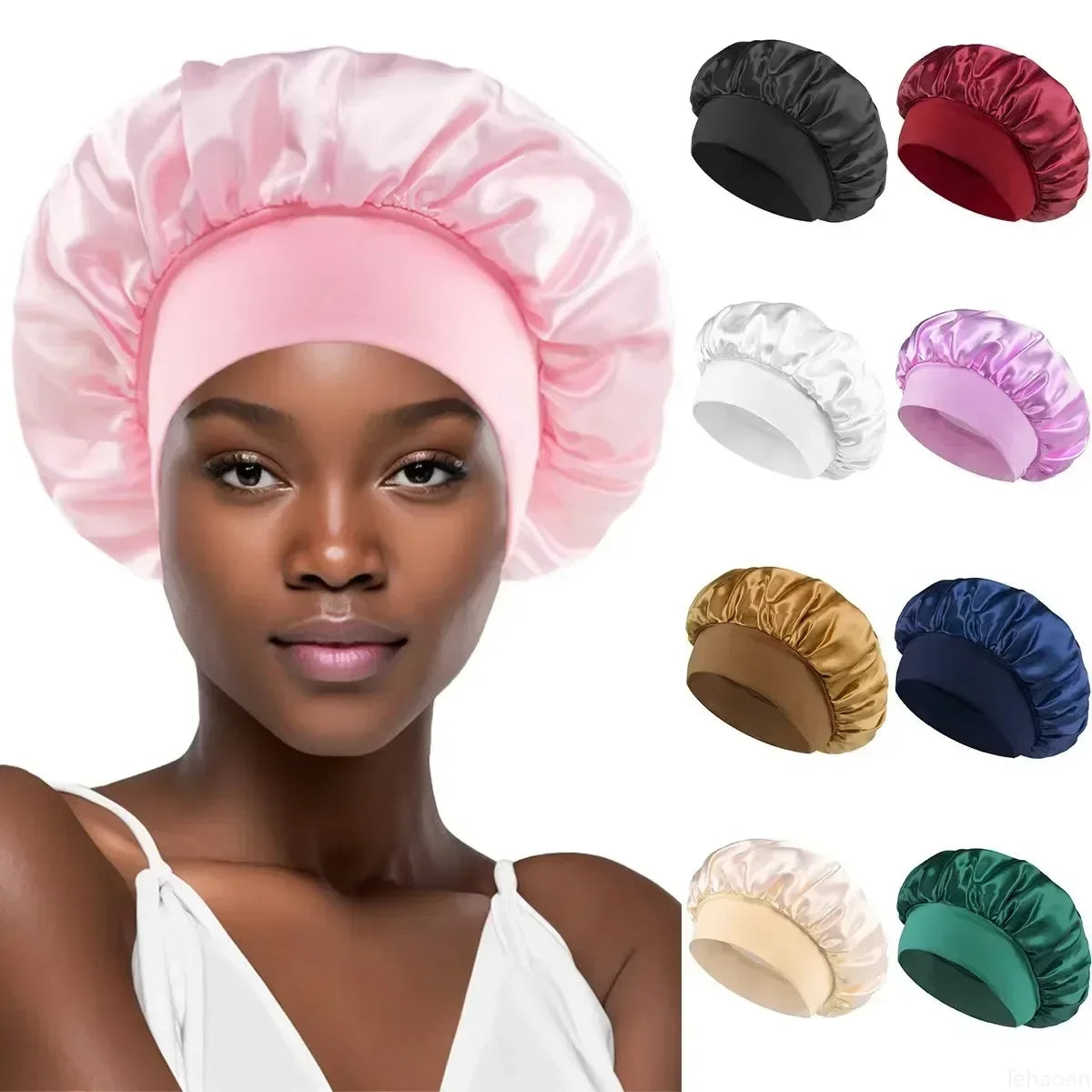 Women Satin Solid Sleeping Hat Night Sleep Cap Hair Care Bonnet Nightcap For Women Men Unisex Cap Bonnet De Nuit Shower Turban