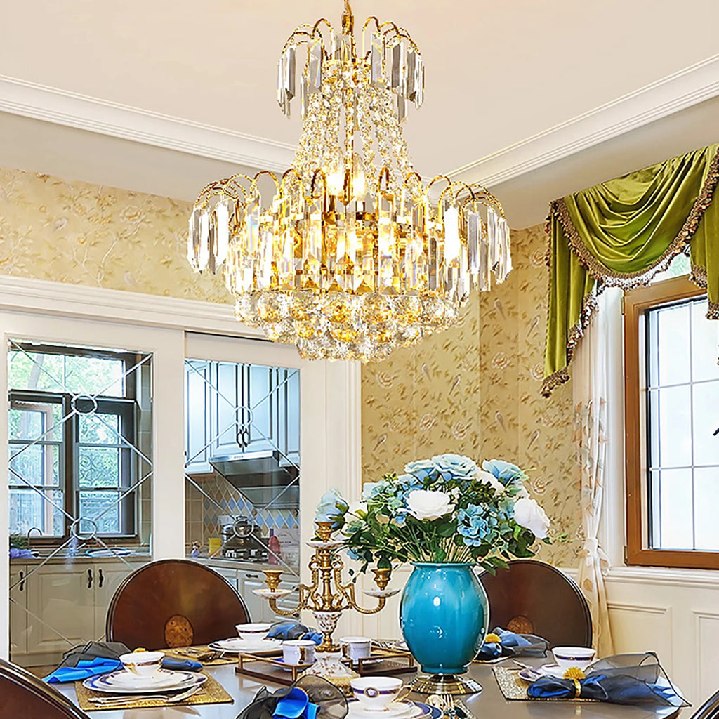 LED Kitchen Elegant Lamp Crystal Chandelier Ceiling Light Living Room Lighting Luxury Classic Lamp Classic Droplet Pendant Light