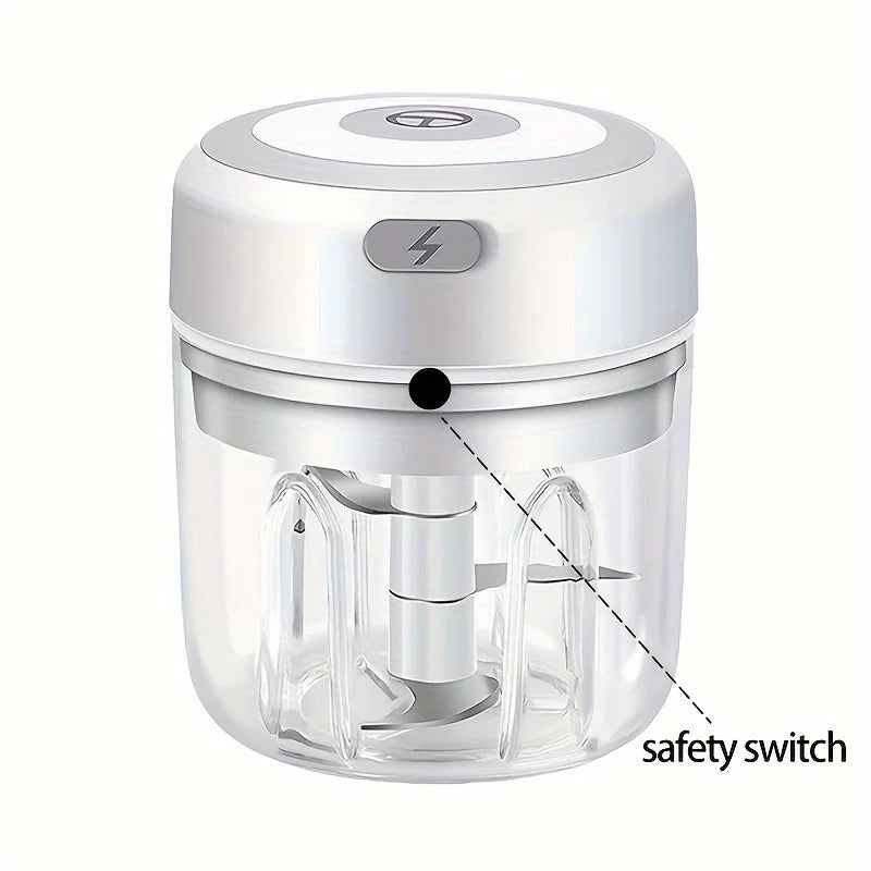 250ml Portable Electric Mini Garlic Chopper | USB rechargeable stainless steel blade  Ideal for garlic ginger  chili