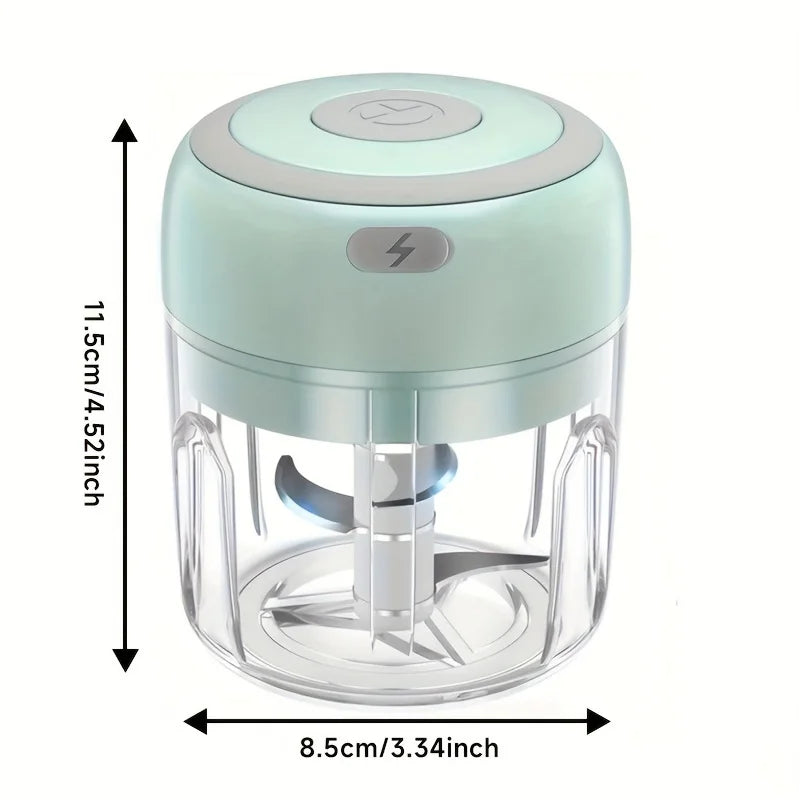 250ml Portable Electric Mini Garlic Chopper | USB rechargeable stainless steel blade  Ideal for garlic ginger  chili