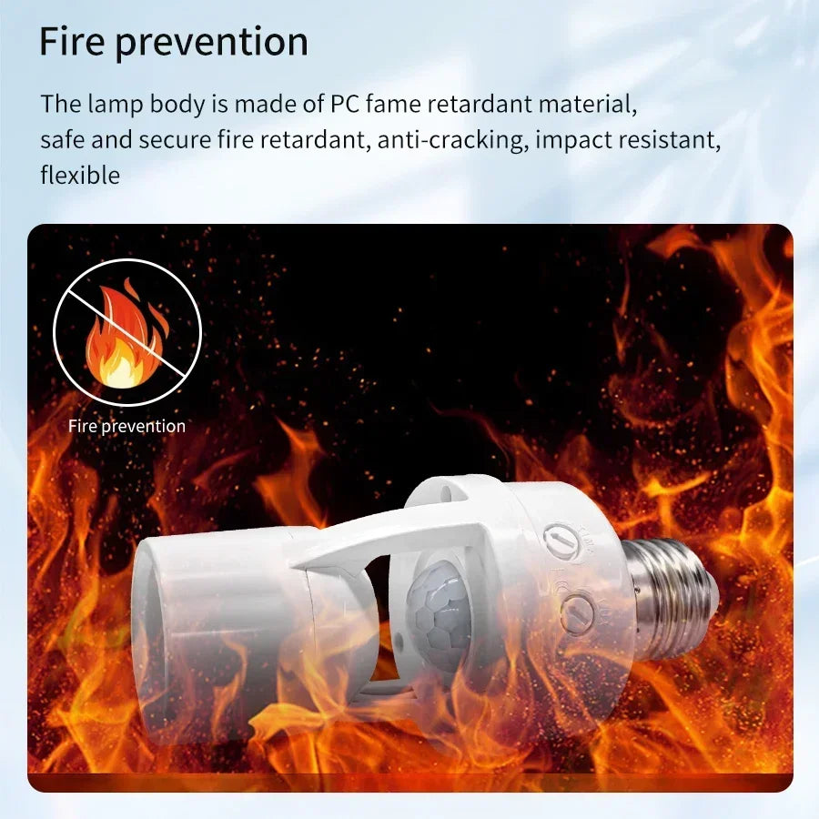 PIR Motion Sensor 220V 110V E27 Lamp Base Holder Human Presence Sensor Light Switch Human Body Detection Sensor E27 Bulb Socket