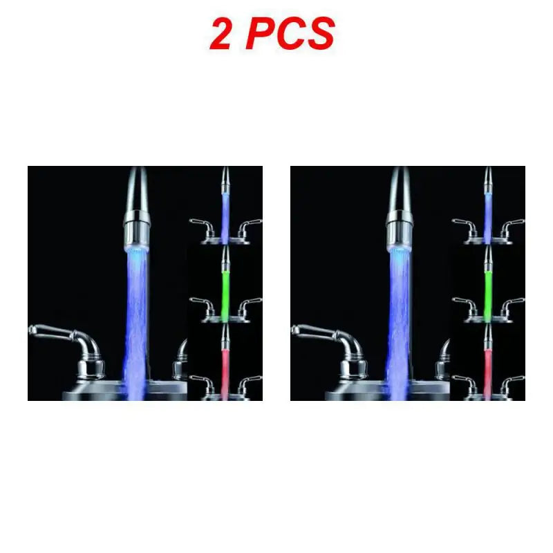 1~5PCS Luminous Light-up LED Water Faucet Shower Tap Basin Water Nozzle Bathroom Kitchen Heater Faucets thermostat Blue 3Color 7