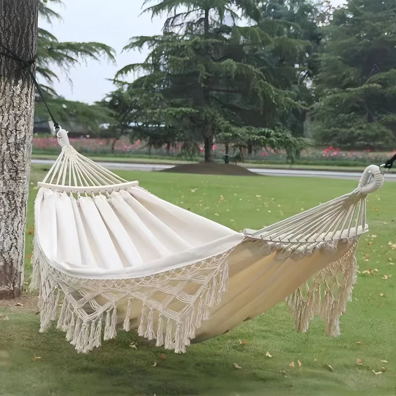 Single Wide Thick Canvas Hammock Outdoor Camping Backpackaging Leisure Swing Portable Hanging Bed Sleeping Swing Hammock