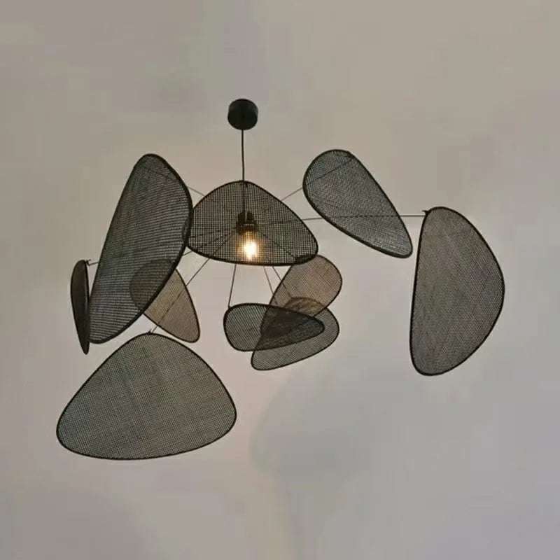 Art Simple Nordic Rattan Art Personality Chinese Bamboo Barrier Chandelier Living Room Tea Room Modern Creative Pendant Lights