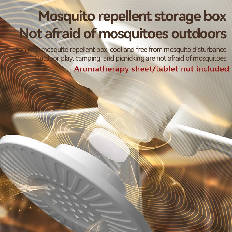 USB dormitory/camping small ceiling fan 8-hour timer, with night light, 4 levels of strength portable fan