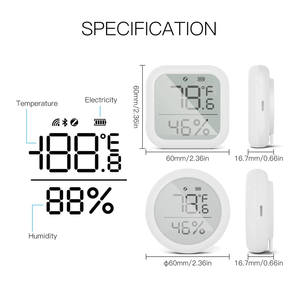 Moes Temperature and Humidity Sensor Indoor Hygrometer with LCD Display Remote Control ZigBee Hub gateway Tuya Smart ZigBee