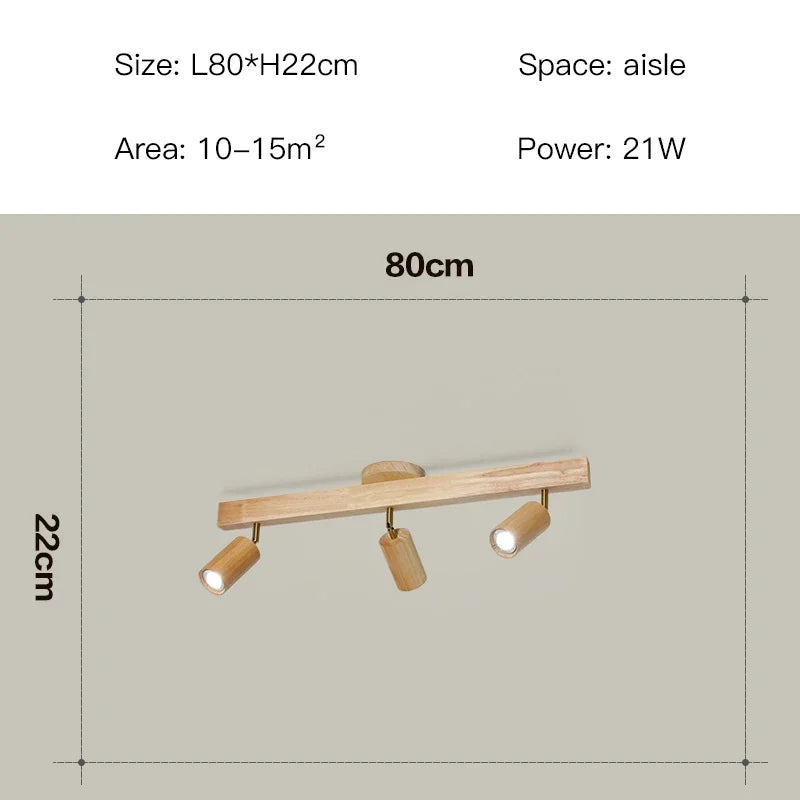 Wood Modern Led Ceiling Lamp For Aisle Bedroom Cloakroom Toilet Shop Corridor Track Light Fixture Long Chandelier With Spotlight