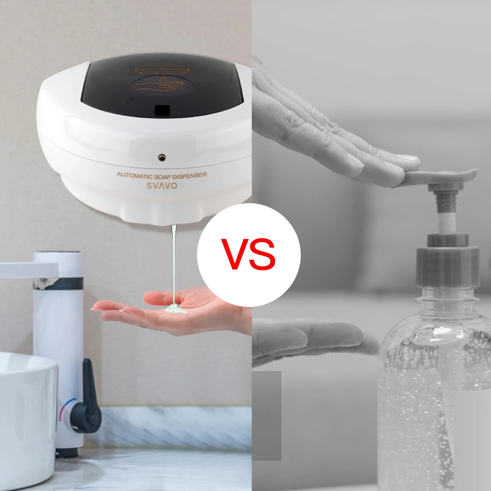 SVAVO 600ml Automatic Soap Dispenser Infrared Sensor Hand Sanitizer   Foam Hand Sanitizer Applicable To Kitchen And Bathroom