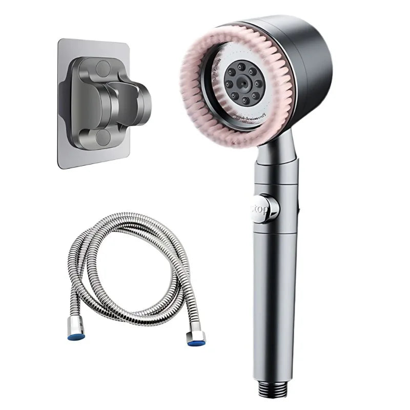 5 Modes Handheld Filter Shower Head Turbocharged High Pressure Spa Nozzle with One Key Stop Scratch Resistant Water Saving