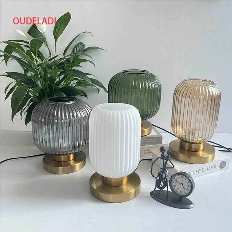 White Blue Amber Smoky gray Pumpkin Glass table lamps Bedroom Study desk lamp Modern living room Hotel bedside Decor light
