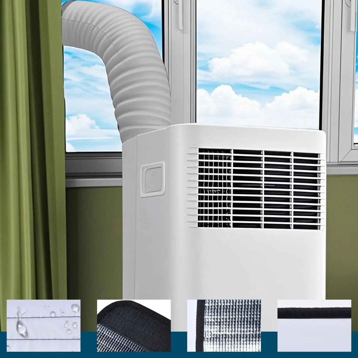 Air Conditioner Insulated Cover AC Insulated Hose Cover Wrap Portable Reusable Waterproof Sleeve Hoses Duct Vent Cover