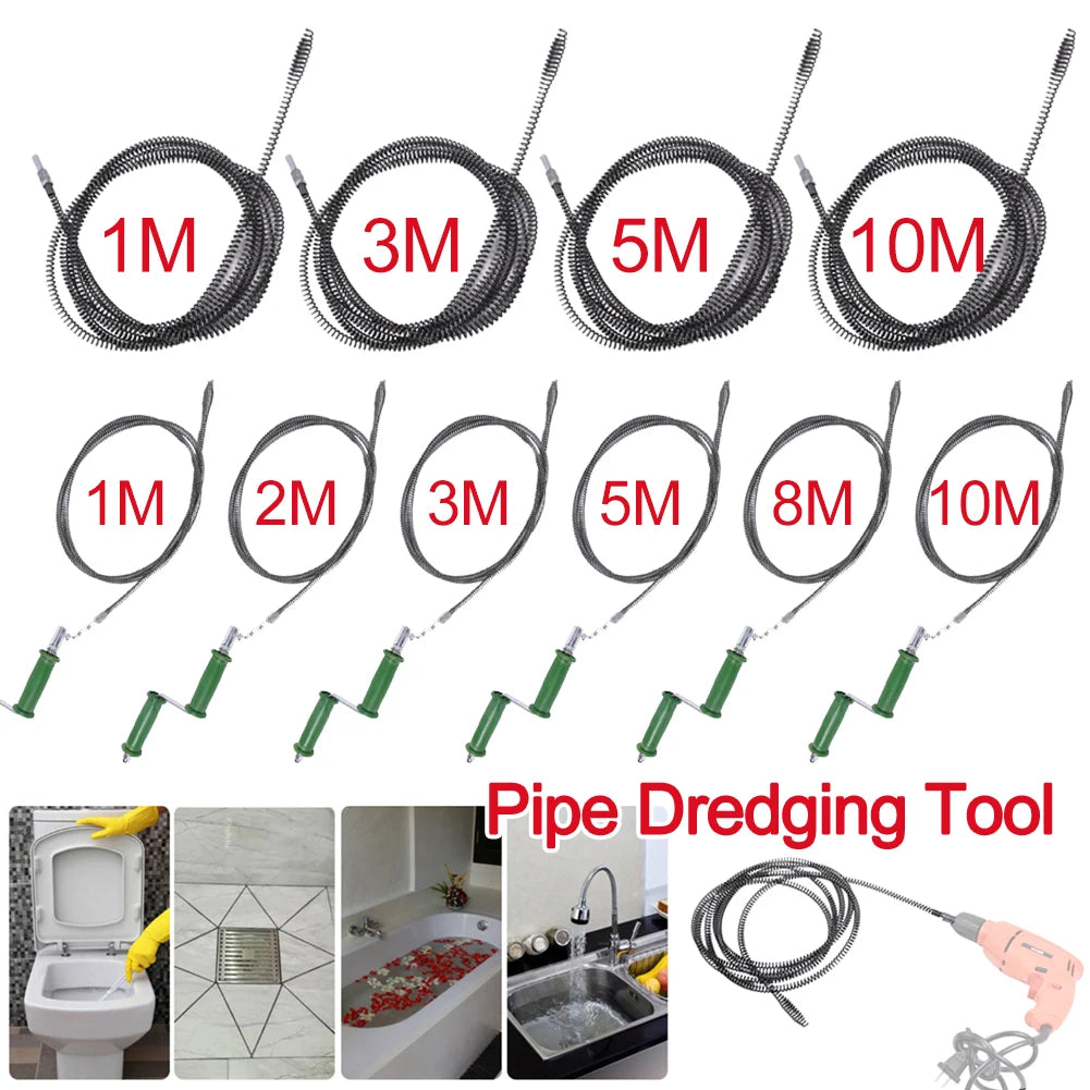 1/2/3/4/5/8/10M Pipe Dredging Tool Spring Pipe Sewer Pipe Unblocker Bathroom Kitchen Drain Cleaner Sink Basin Clogged Remover