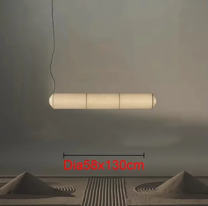 Wabi sabi Pendant Light Tekio Horizontal lighting white cylinder light fabric lampshades Living Room farmhouse light fixtures