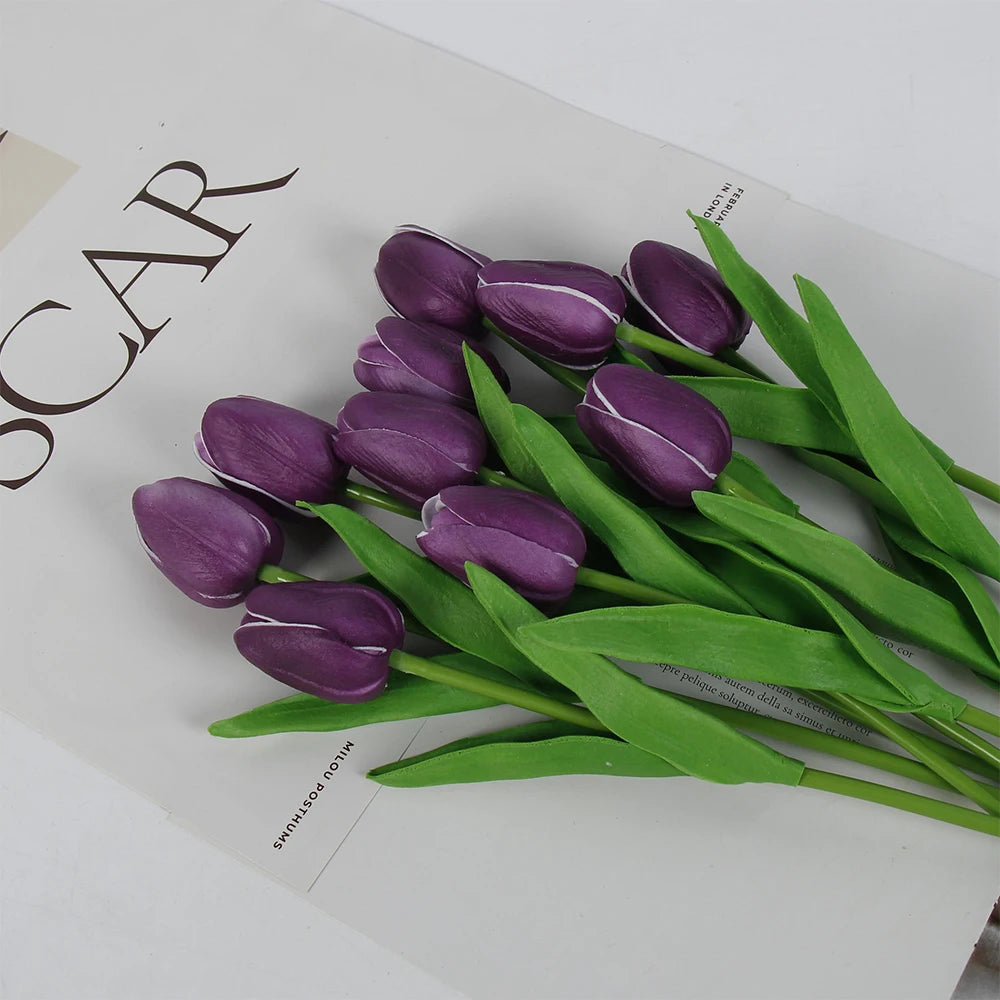 5 PCS Tulips Artificial Flowers Bunch Real Touch Tulip Flowers for Home Wedding Fake Flowers Bridal Bouquet Decoration