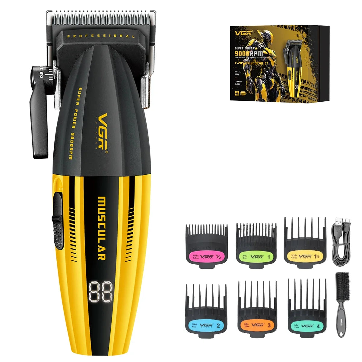 Professional Hair Clipper Barber Cordless Clippers Metal Body 9000 RPM Hair Clipper for Men Hair Cutting Machine VGR V-285