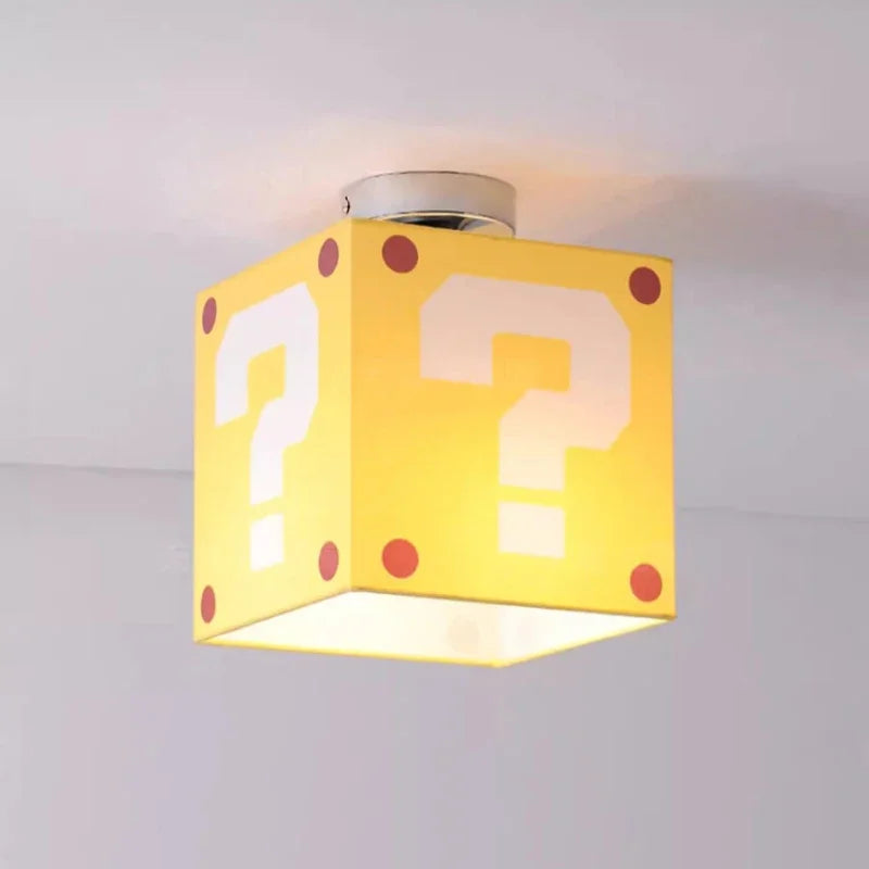 Yellow Question Mark Ceiling Lamp Creative Children's Room Light For Bedroom Boys Girls Room Aisle Fabric Linen Ceiling Lights