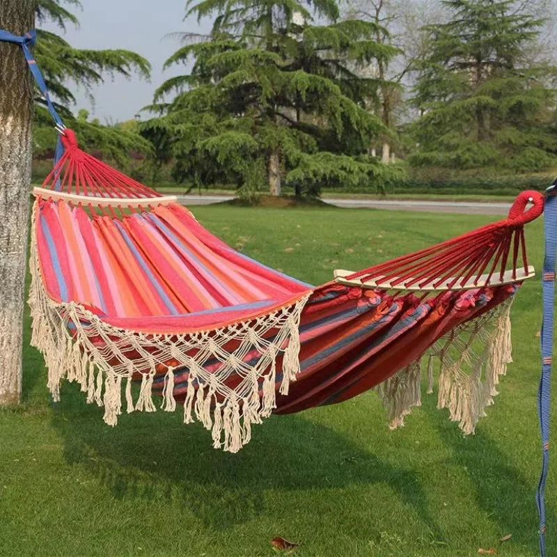 Single Wide Thick Canvas Hammock Outdoor Camping Backpackaging Leisure Swing Portable Hanging Bed Sleeping Swing Hammock