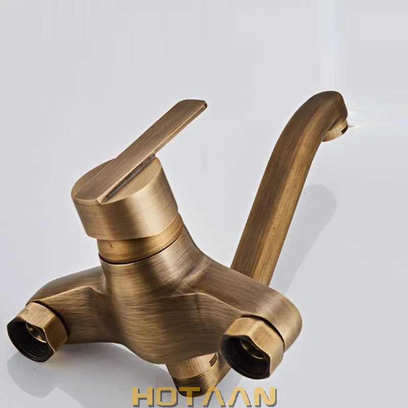 Hotaan Wall Mount Kitchen Sink Faucet Cold and Hot Rotate Swivel Water Mixer Tap Single Handle Torneira Cozinha with Long Nose