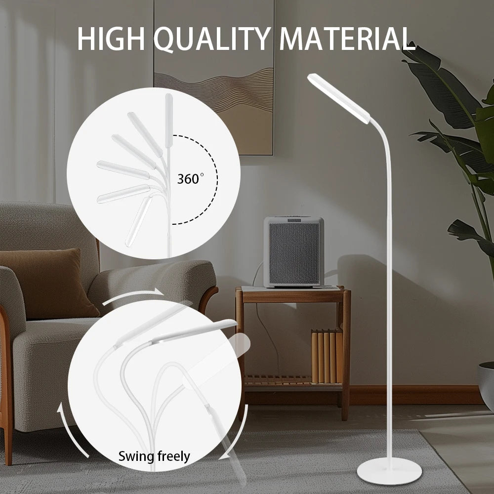 Modern LED Floor Lamp For Living Room Adjustable Gooseneck Work Light Remote Dimmable Indoor Standing Reading Light