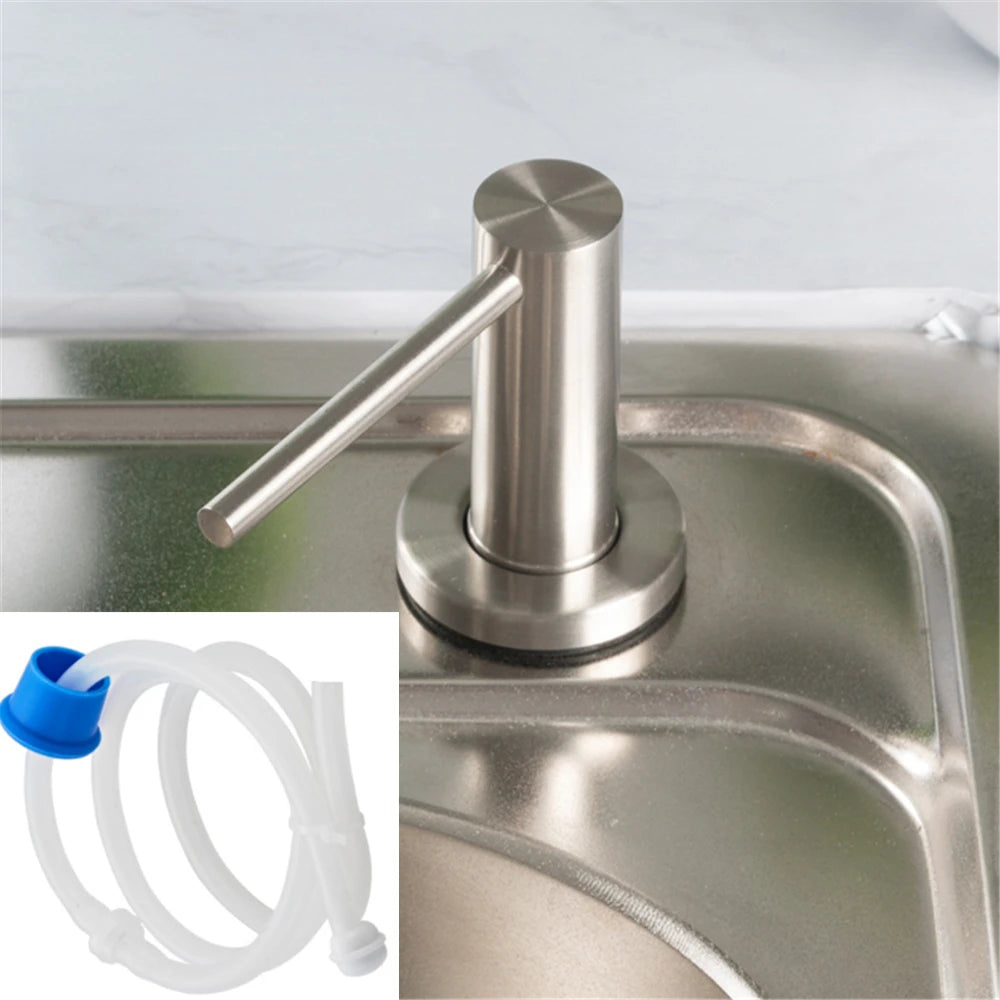 Stainless Steel Detergent Dispenser Kitchen Bathroom Sink Soap Dispenser Black Brushed Liquid Lotion Dispensers Built-in Design