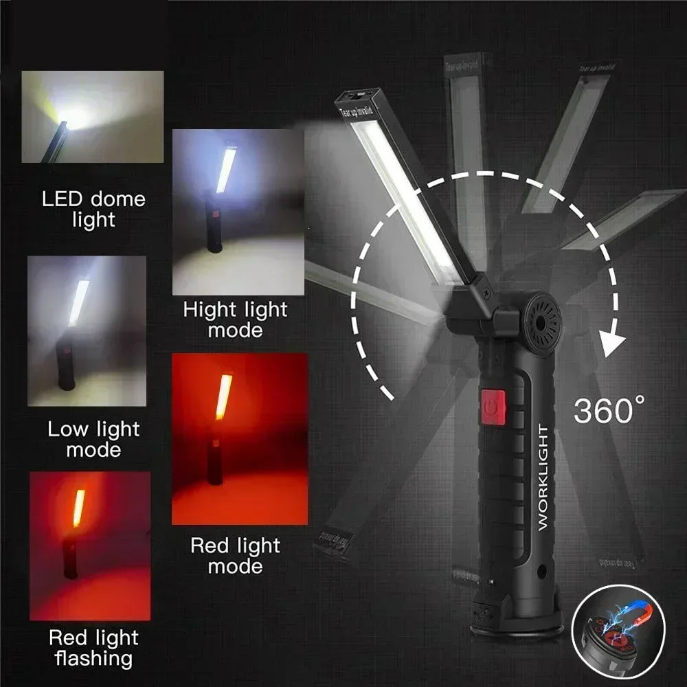 Multifunctional Folding Work Light Portable Camping Light Type-C Rechargeable Flashlight With Built-in Battery Magnetic Lamp