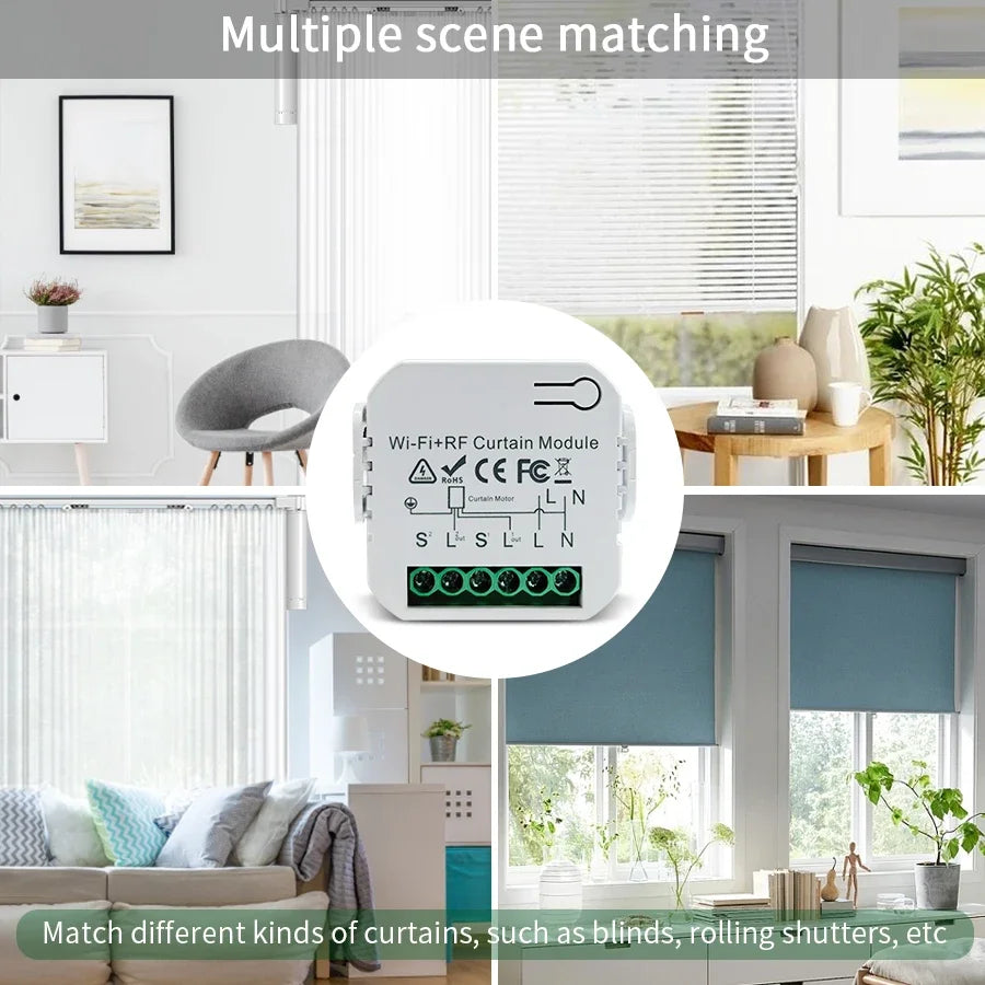 Wifi Smart Switch with RF 433Mhz Remote Tuya Smart Life Alexa Google App Voice Control Roller Blinds Shutters Projector Screen