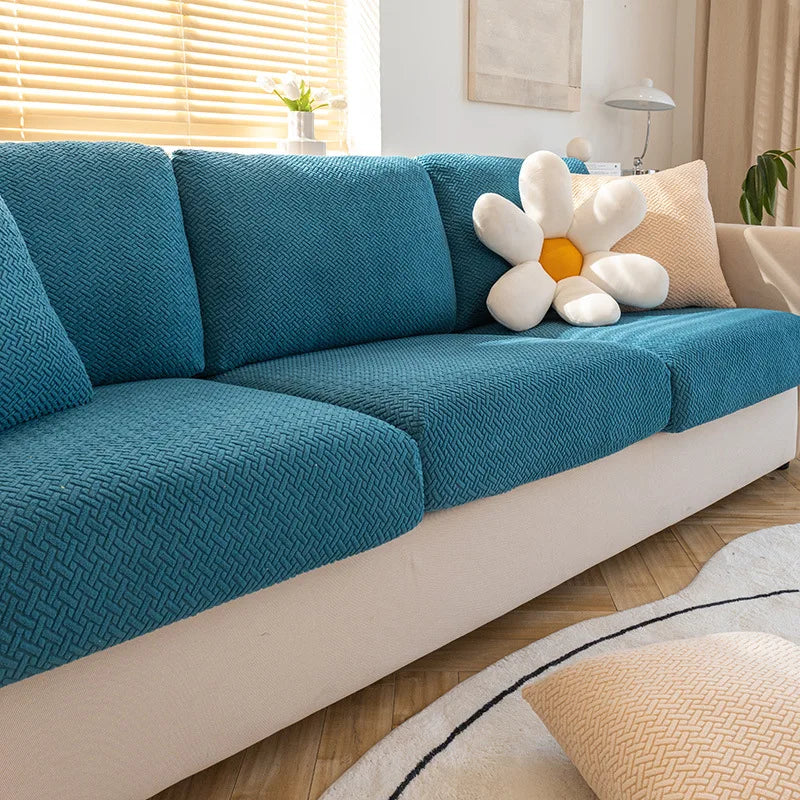 1pc Jacquard Sofa Slipcover Twill Pattern Elastic Sofa Covers Furniture Protector for Bedroom Office Living Room Home Decor