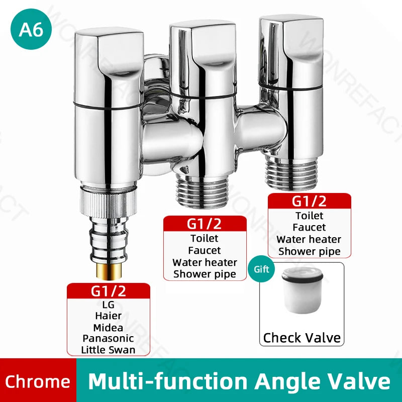 G1/2  Multi Function Washing Machine Faucet Brass Water Stop Quick Opening Angle Valve Wall Mounted  Bathroom Tool Accessories