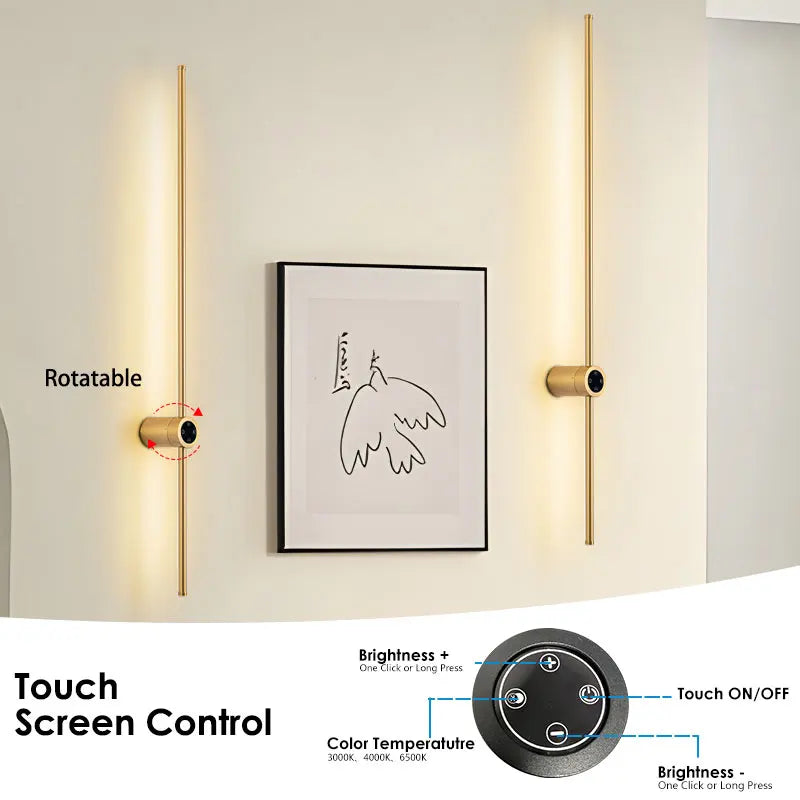 Touch Screen Control Dimming LED Wall Lights Wall Sconce Hardwire Tricolor Lights 360° Rotatable Touch Switch LED Wall Lamps