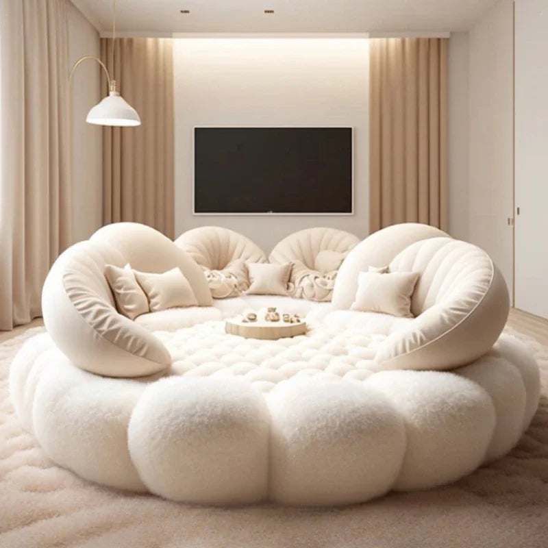 Round Aesthetics Soft Bed Frame European Full Master Bedroom Hotel Create Bed King Size Fashionable Modern Cama Casal Furniture