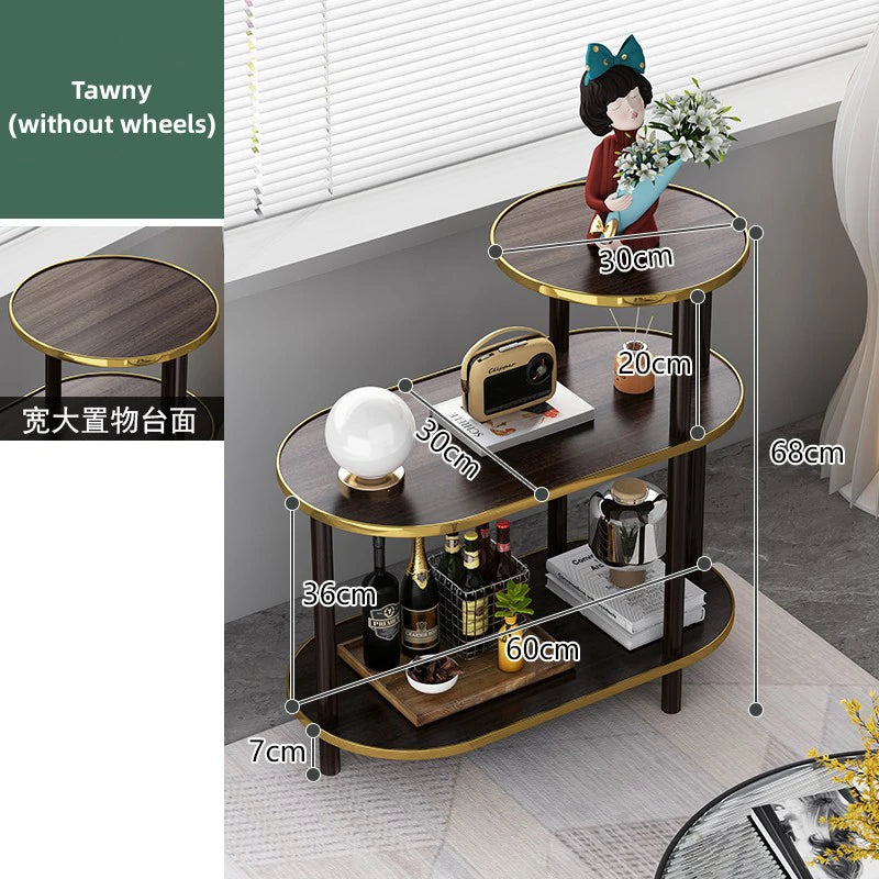 Sofa Side Table Modern Light Luxury Coffee Table Simple Solid Wood Furniture Living Room Storage Rack Corner Table Movable