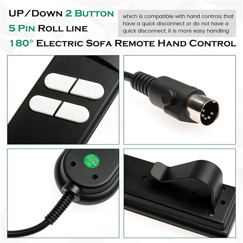 Electric Sofa Remote Replacement, 5 Pin 4 Button Power Recliner Remote Replacement for OKIN LIMOSS Pride Golden Berkline