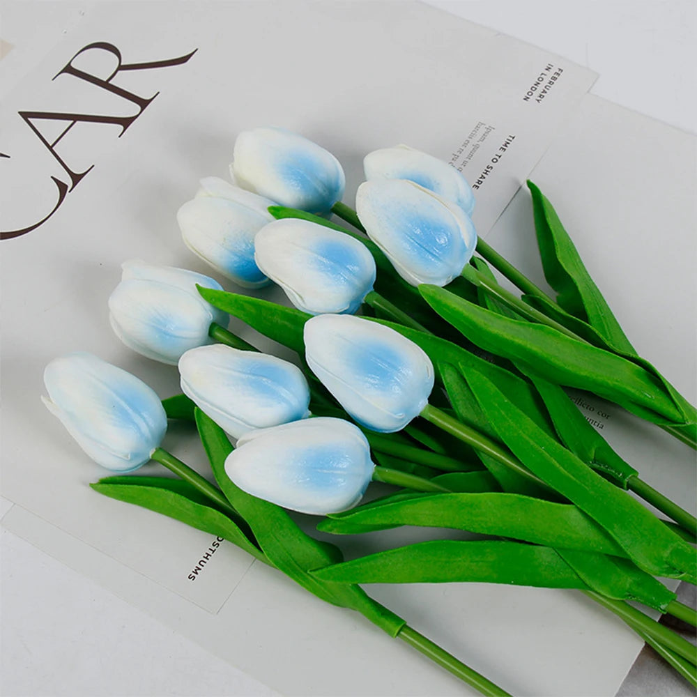5 PCS Tulips Artificial Flowers Bunch Real Touch Tulip Flowers for Home Wedding Fake Flowers Bridal Bouquet Decoration