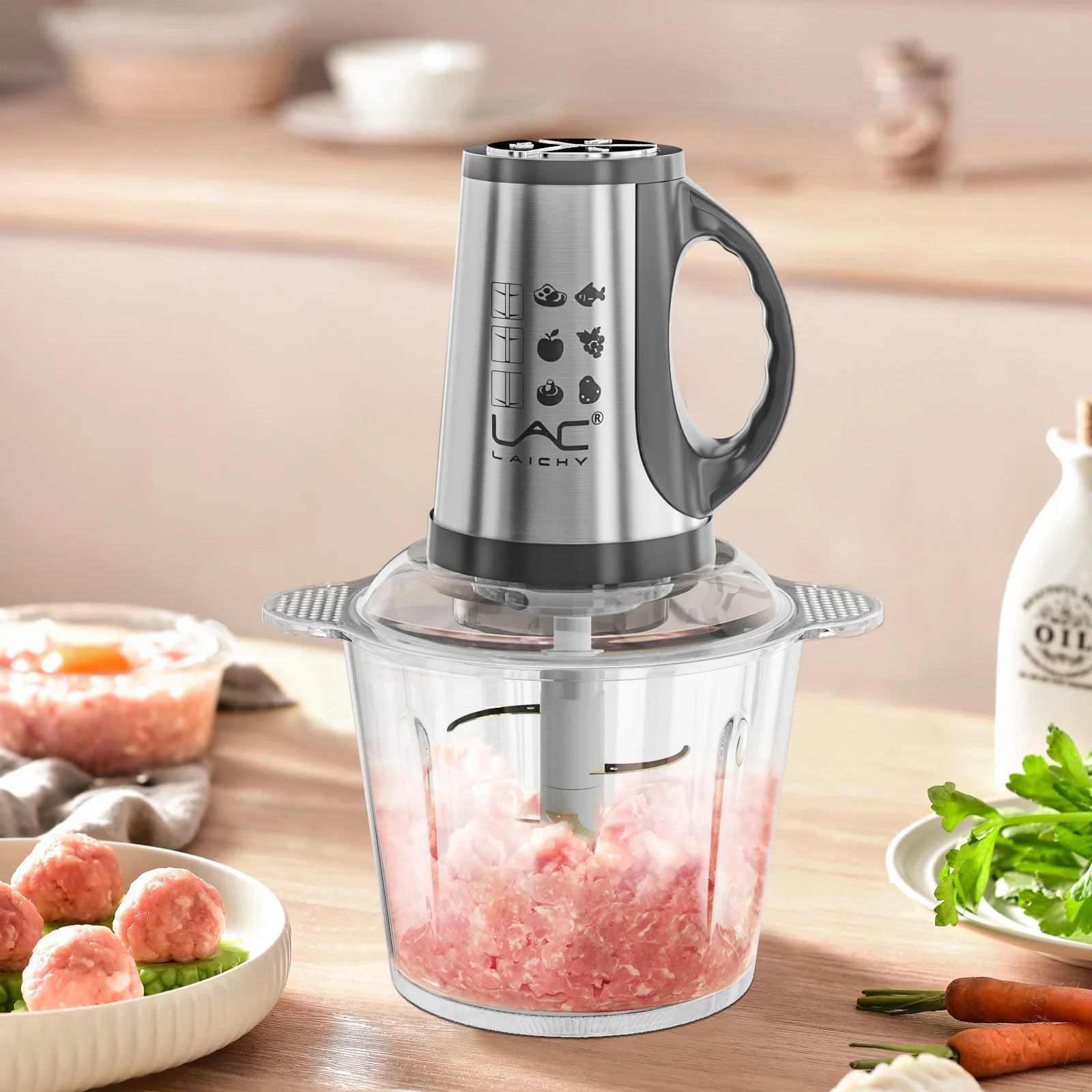 2.5L Electric Meat Grinder 3 Speed 300W Food Chopper Blender, Stainless Steel Vegetable Nut Bean Crusher Processor For Kitchen