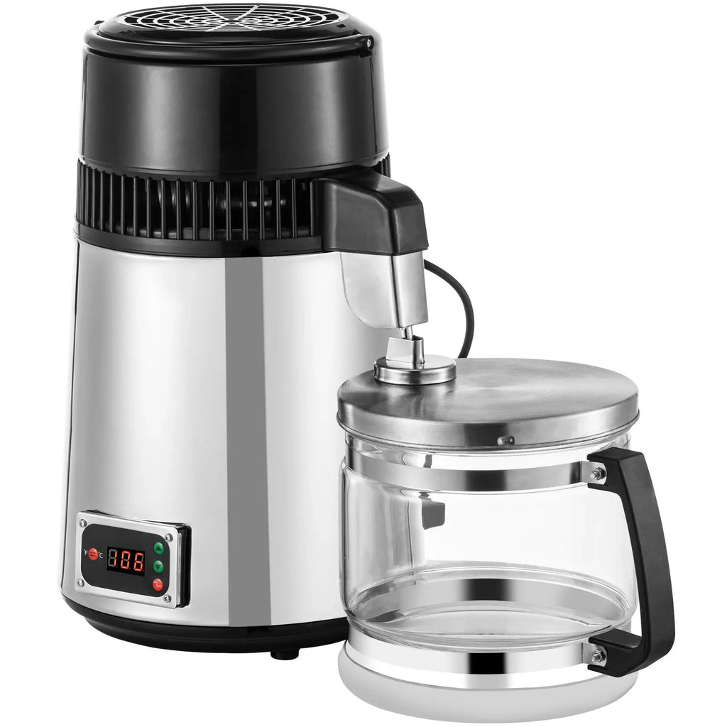 VEVOR Silver Water Distiller Machine 750W Adjustable Temperature Water Distiller 4L Wine Making Set Brewing Kit for Kitchen Home