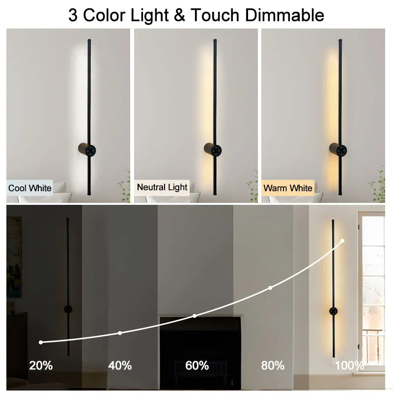 Touch Screen Control Dimming LED Wall Lights Wall Sconce Hardwire Tricolor Lights 360° Rotatable Touch Switch LED Wall Lamps