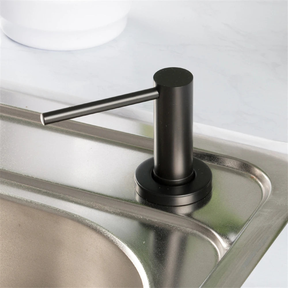 Stainless Steel Detergent Dispenser Kitchen Bathroom Sink Soap Dispenser Black Brushed Liquid Lotion Dispensers Built-in Design
