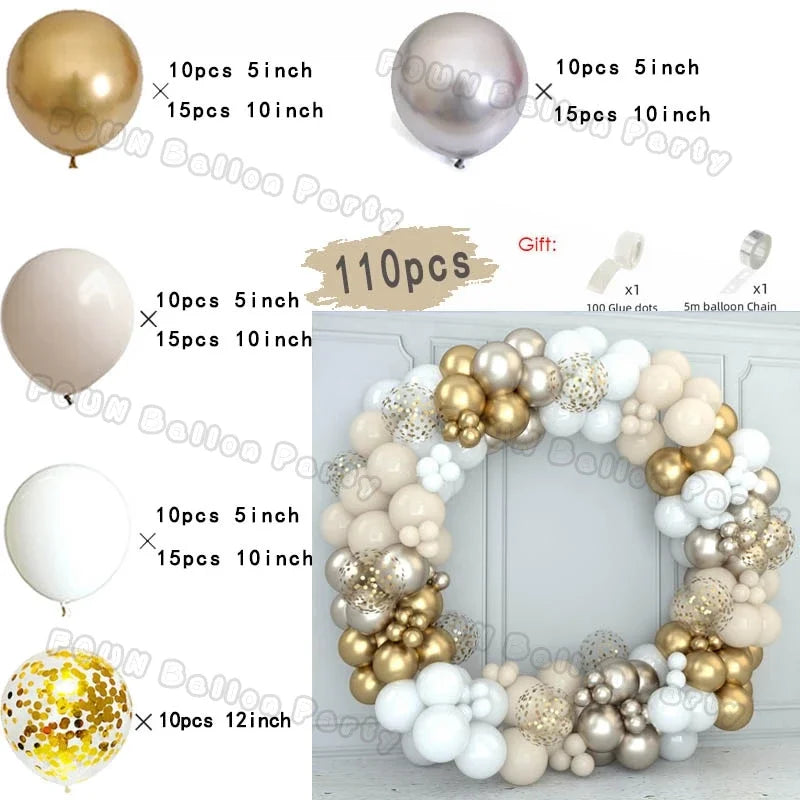 Sand White and Gold Balloon Garland Arch Kit for Bridal Wedding Engagement Baby Shower Latex Balloons Birthday Party Decorations
