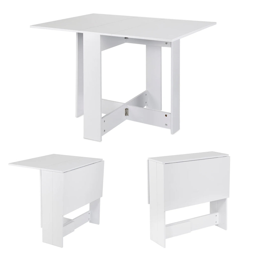 Folding Kitchen Table/Living Room Table 102.5 x 76 x 73 cm Dining Table for 4 to 6 people - White/Concrete
