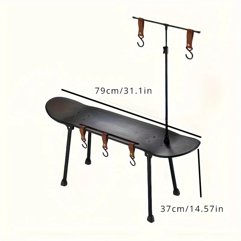 Skateboard-Inspired Foldable Table - Lightweight, Portable & Durable Stainless Steel for Outdoor Camping and Indoor Use