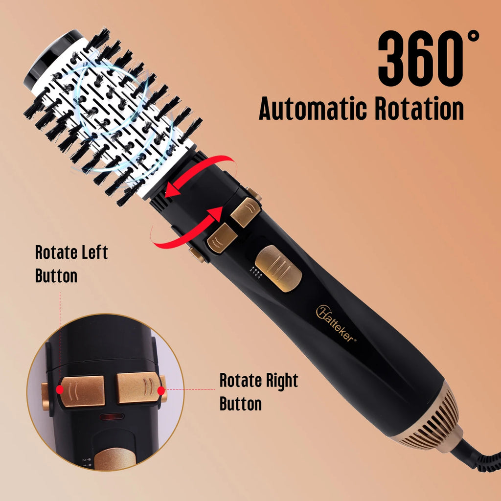 Hatteker EU 4-Head Hair Dryer Hot Air Brush Strong Wind Electric Straightener Curler Roller Comb Blower Styling Tool for Women