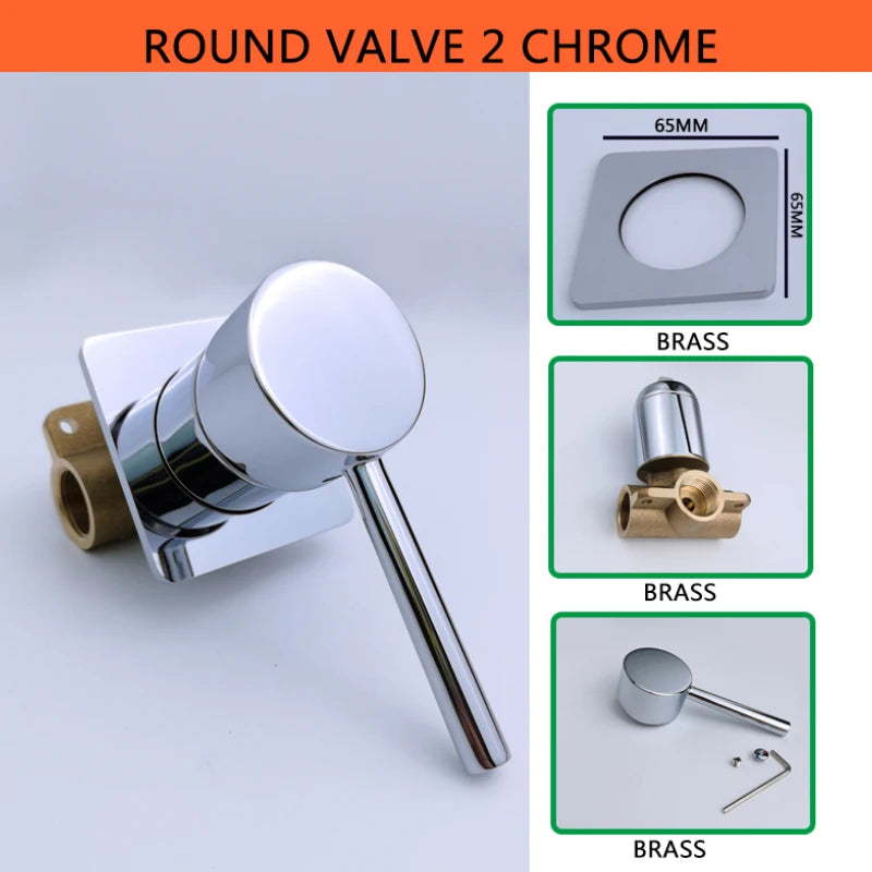 Solid Brass Valve Mixer Faucet Chrome/Matt Black/Brushed Gold/Grey In Wall Concealed Body Shower Basin Faucet Connector