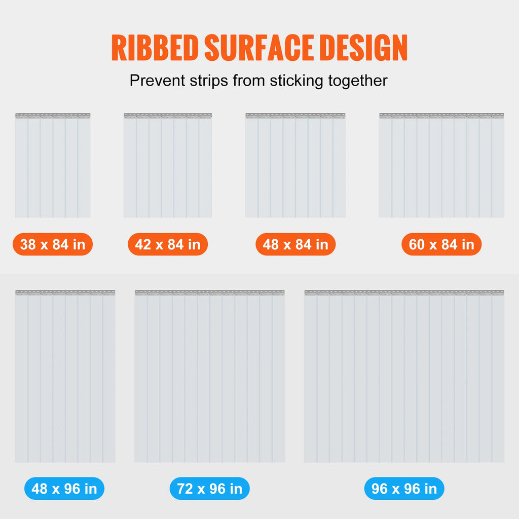 SucceBuy PVC Clear Strip Curtain 84" x 38"/48"/60" Plastic Windproof Door Freezer Curtain Hanging Strips for Warehouse Home