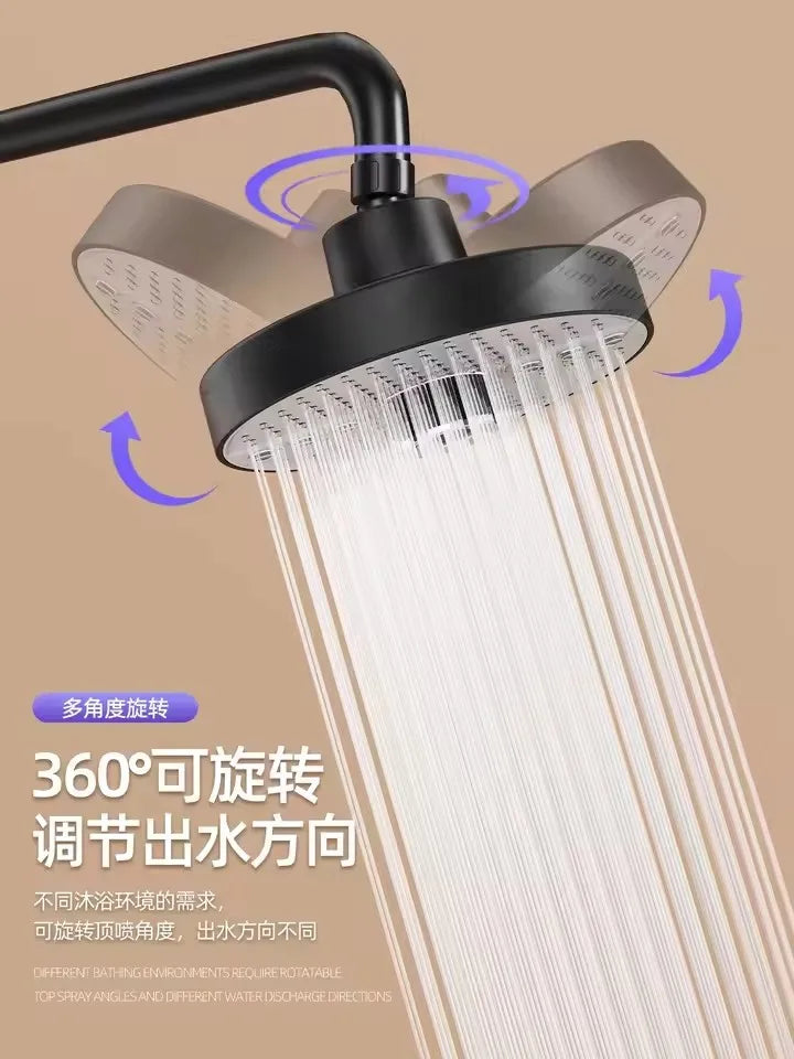 New 175mm Big Panel Showerhead 5 Mode Supercharge Rainfall Shower Head High Pressure Top Rain Shower Faucet Bathroom Accessories