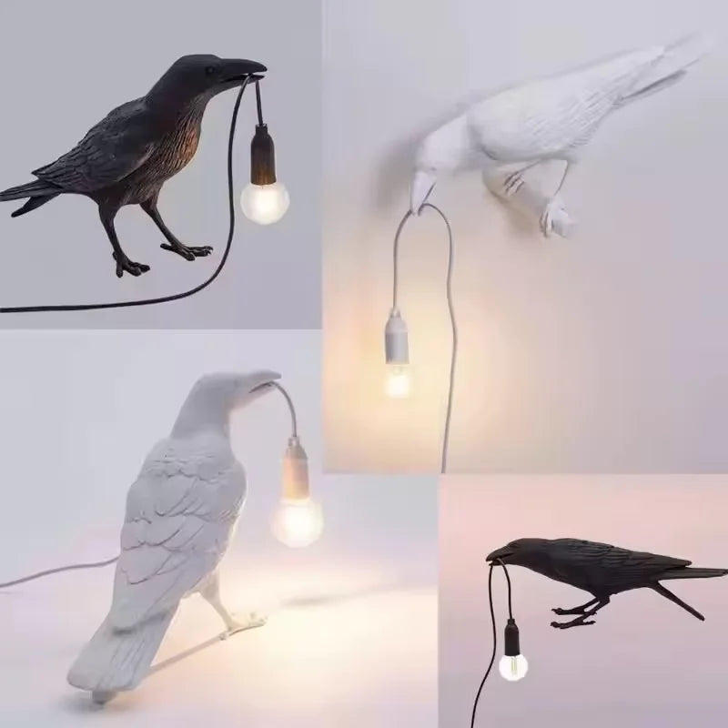 Nordic Resin Crow Wall Lamp Creative Auspicious Bird Desk Lamp Interior Decoration Lamp Bedroom Living Room Corridor Wall Lights