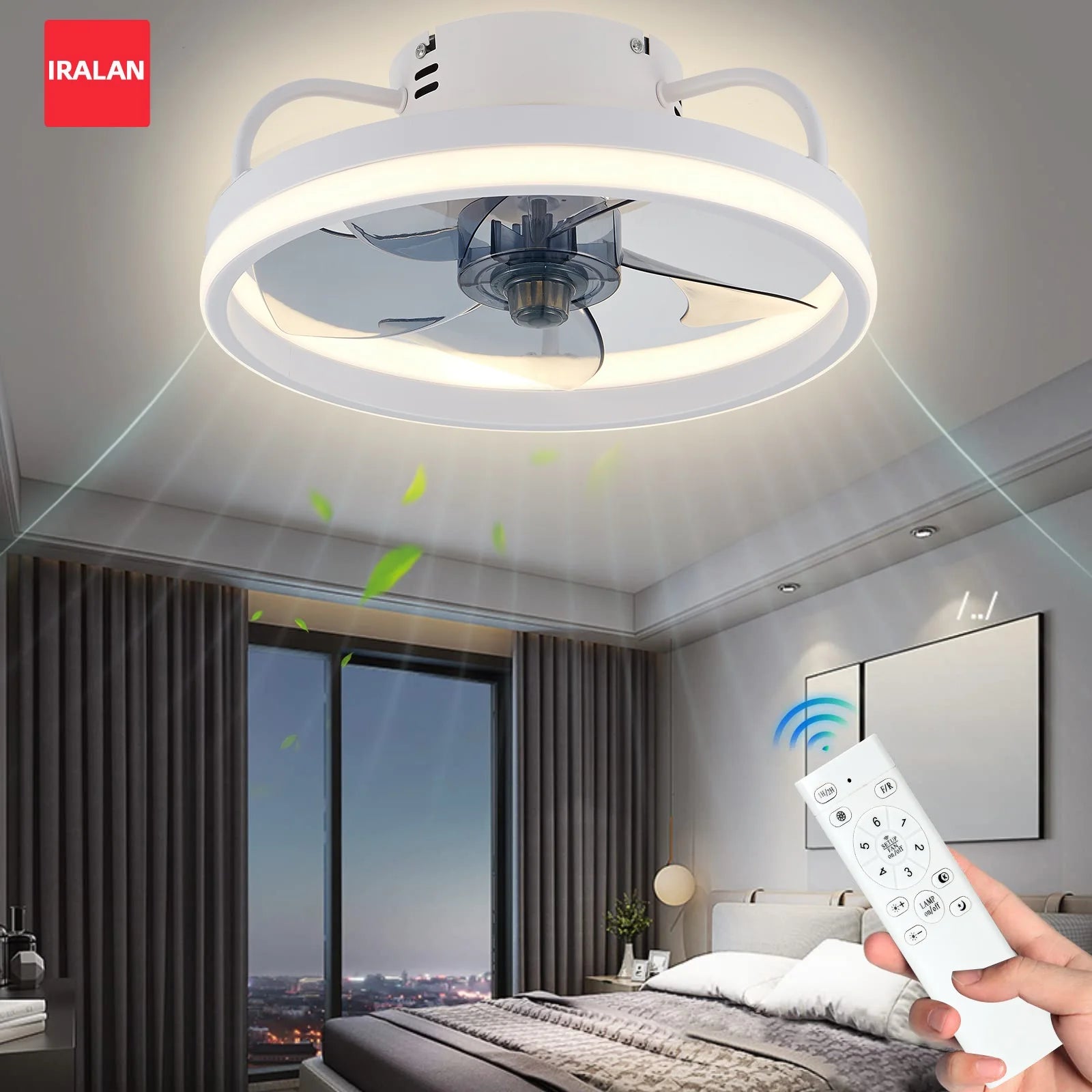 Smart Fan Light with Remote Control Modern Dilent Dimmable LED Ceiling fan with Light for Home Kitchen Living Room Bedroom