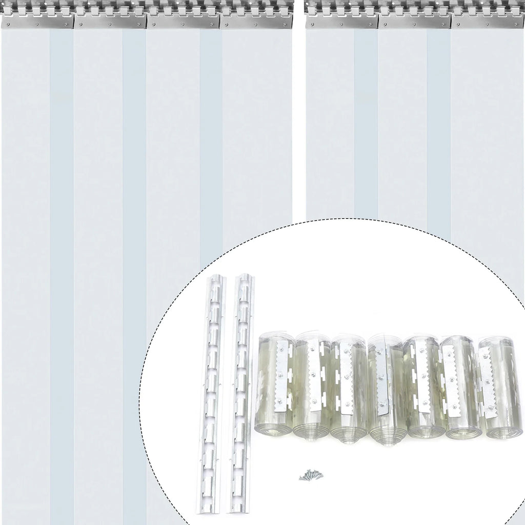 7X PVC Strip Curtain Plastic Soft Freezer Room Door Curtain Kit Hanging 18cm X2m Air-Conditioning Heat Insulation