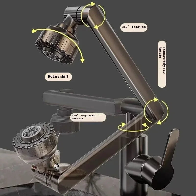 Water Faucet Tap Multifunctional Swivel Extender Filter Robotic Extension Arm Fit Bidet Bubbler Sink for Bathroom Facilities